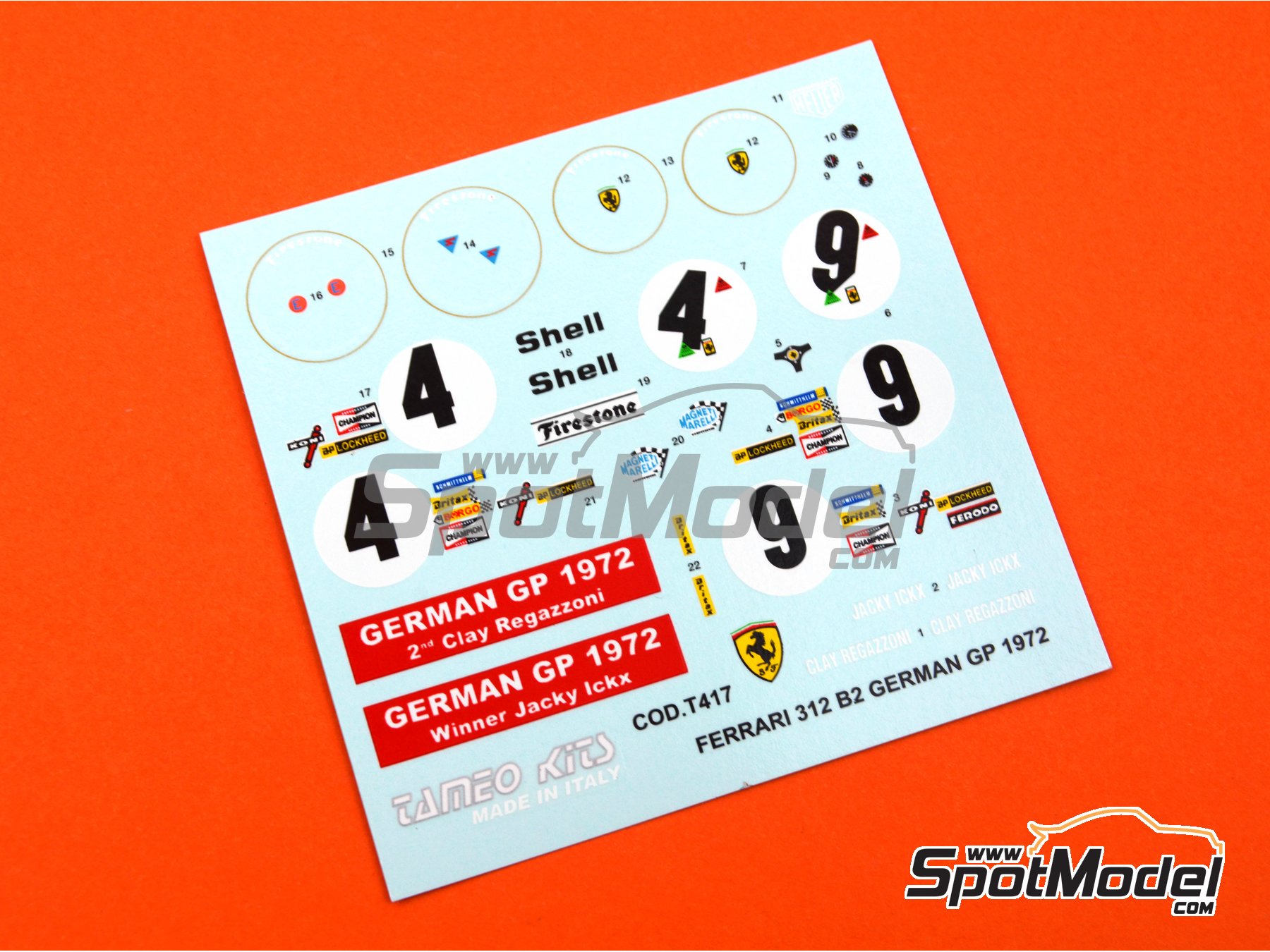 Tameo Kits DK402: Marking / livery 1/43 scale - Ferrari 312 B2